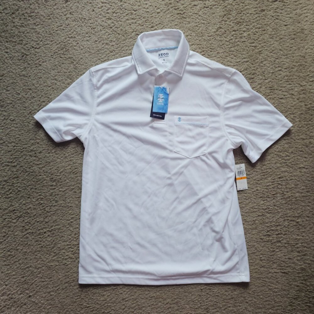 IZOD Men's Saltwater Beach Polo - Bright White Small S NWT